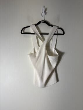 Skies are Blue Off White Sleeveless Cross Back Sweater Sz L